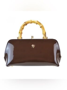 NWT Pratesi Candeli Handbag V565 in patent calfskin - Patent Coffee Brown Purse